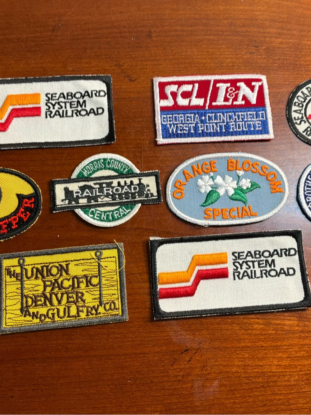 Vintage Seaboard System Railroad Embroidered 9 Patches - White, Orange, Red